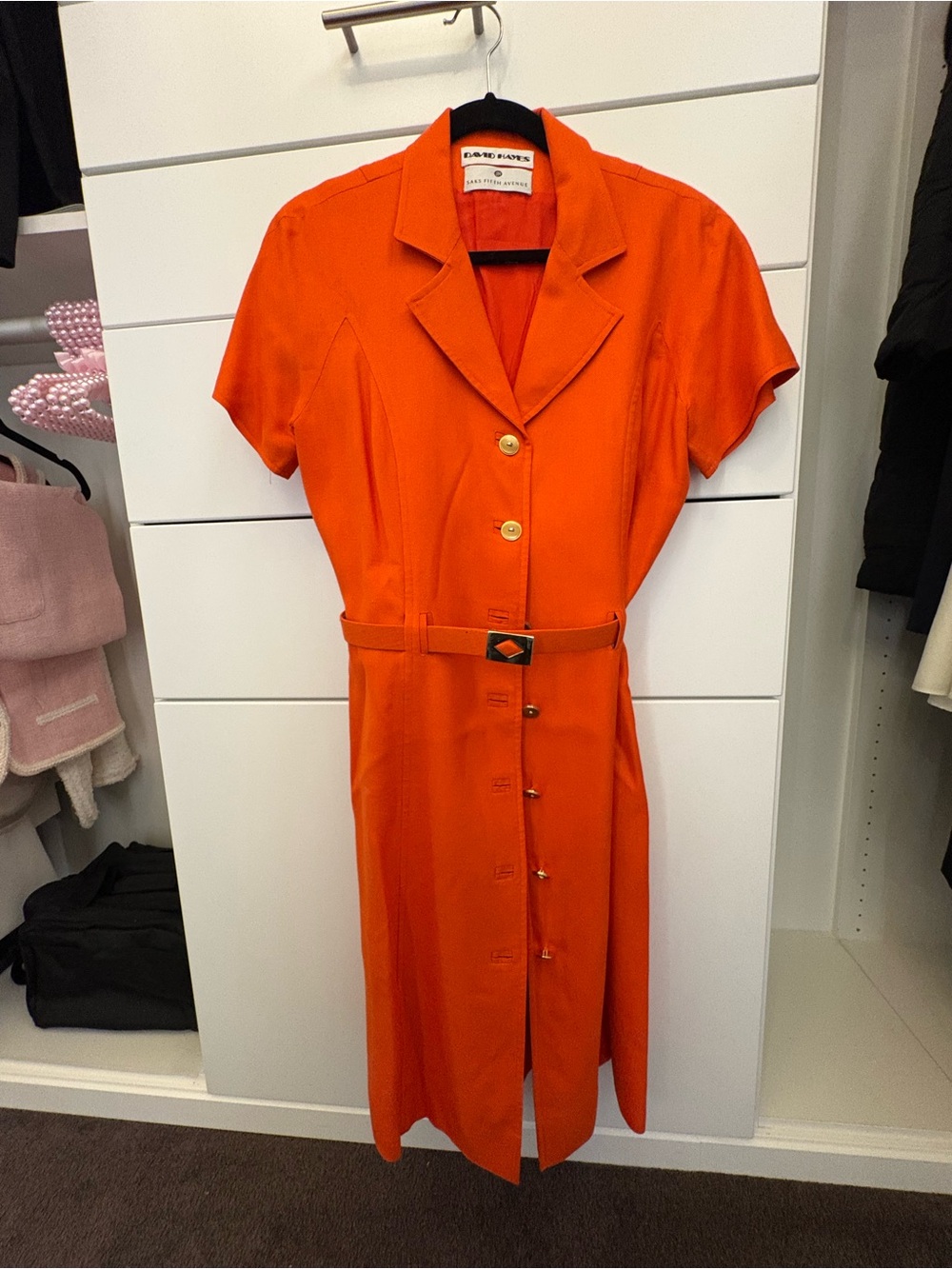 David Hayes Vibrant Orange Buttoned Jacket with Matching Belt